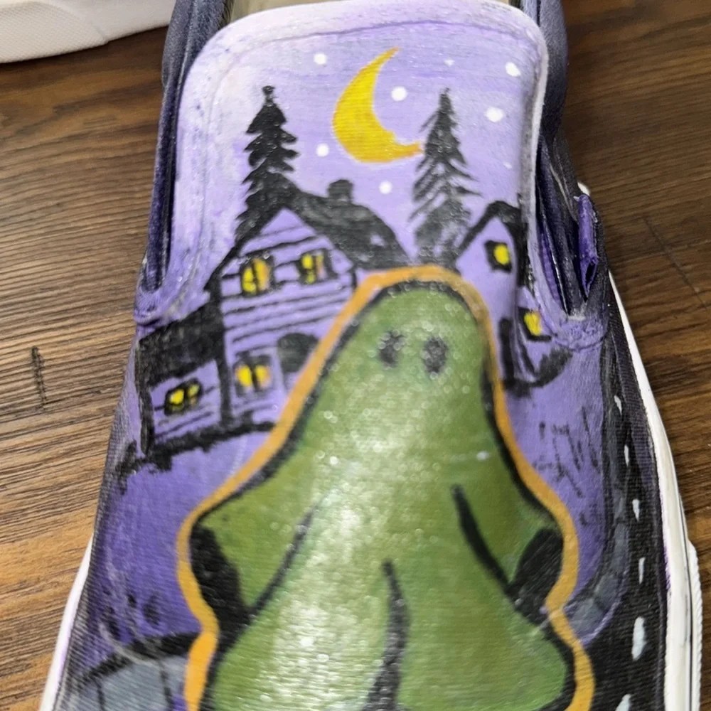 Vans custom hand painted men’s size 10 signed PJ 23 green ghost on skateboard - Picture 6 of 13